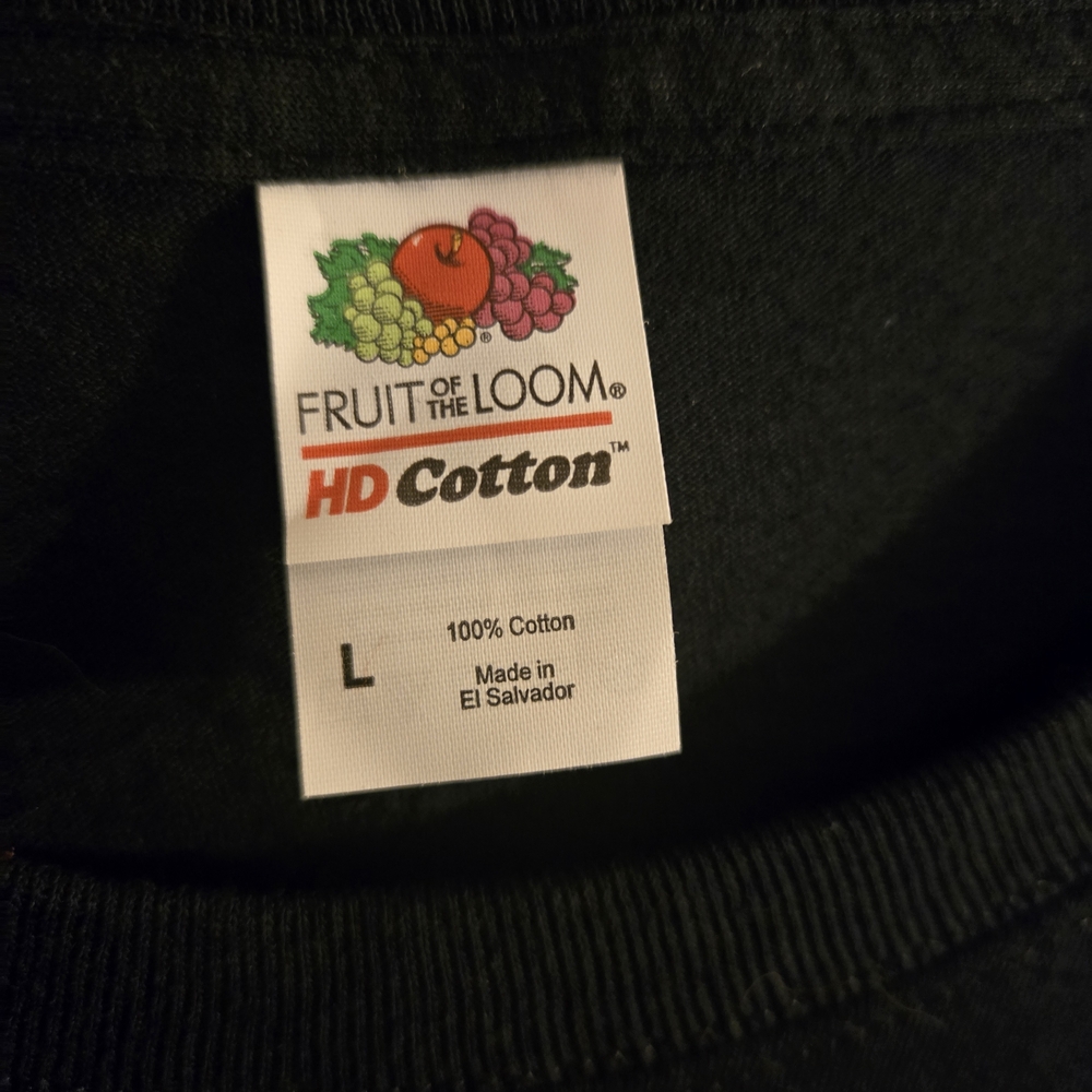 Fruit of the Loom Black Long Sleeve Tee Size Large with Leopard Design - Picture 5 of 5